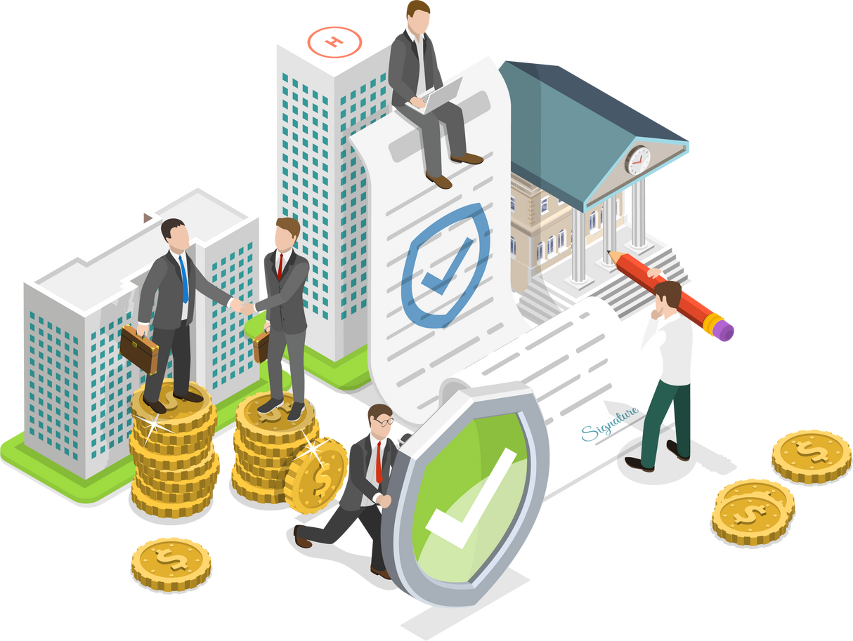 3D Isometric Flat  Conceptual Illustration of Asset Protection